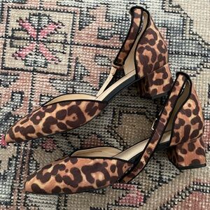 CAbi Kiki Leopard Print Heels with Ankle Strap